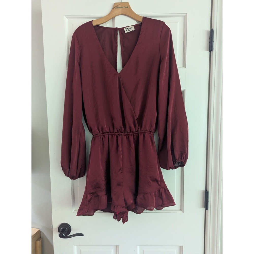Show Me Your Mumu Womens Size Large Rocky Shorts Romper Red Vneck Ruffle Sexy